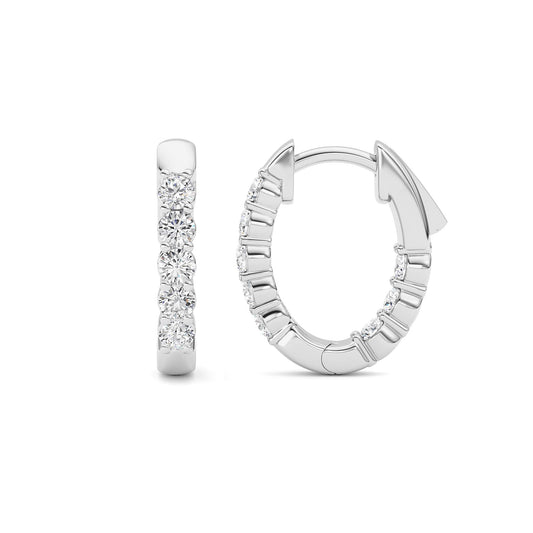 2 ct tw IGI Certified Round Lab-Grown Diamond Inside Out Hoop Earrings in 14K Solid Gold - White