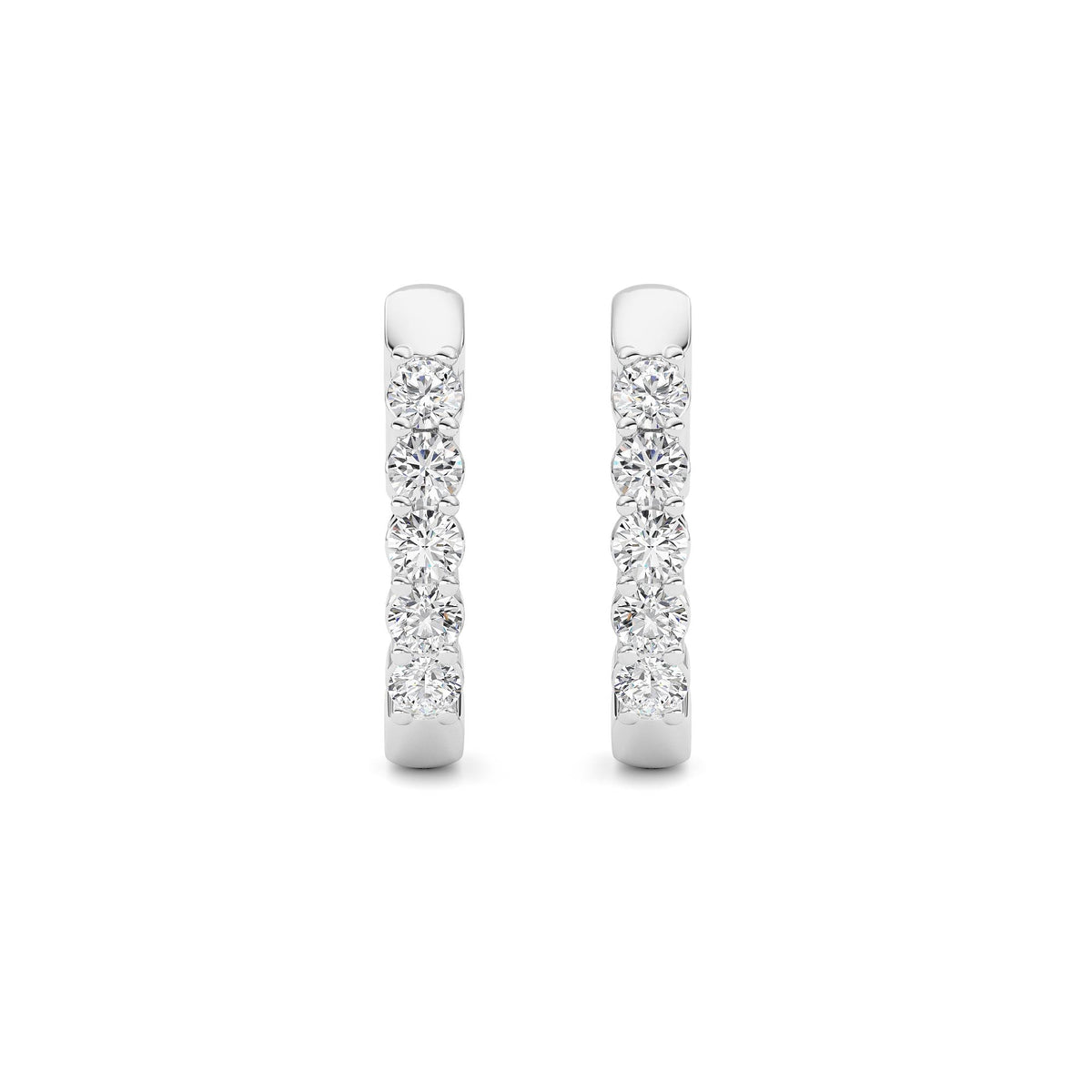2 ct tw IGI Certified Round Lab-Grown Diamond Inside Out Hoop Earrings in 14K Solid Gold - White