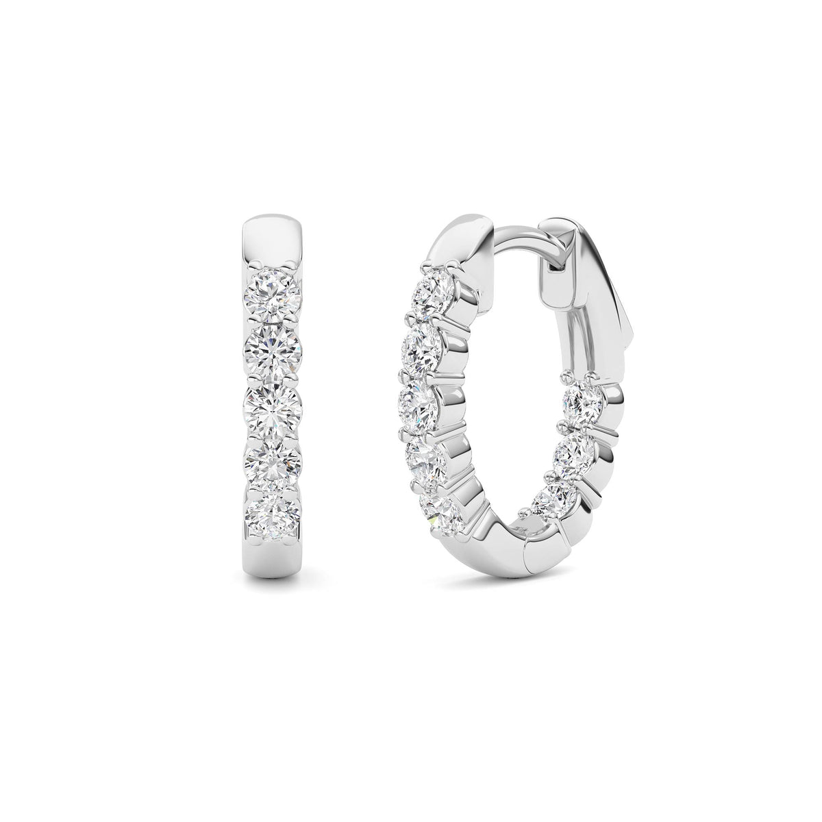 2 ct tw IGI Certified Round Lab-Grown Diamond Inside Out Hoop Earrings in 14K Solid Gold - White