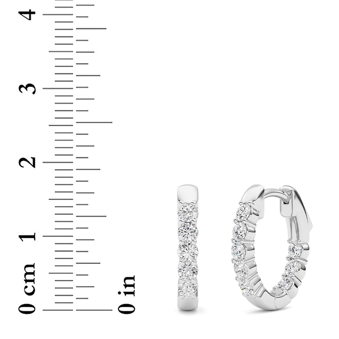 2 ct tw IGI Certified Round Lab-Grown Diamond Inside Out Hoop Earrings in 14K Solid Gold - White