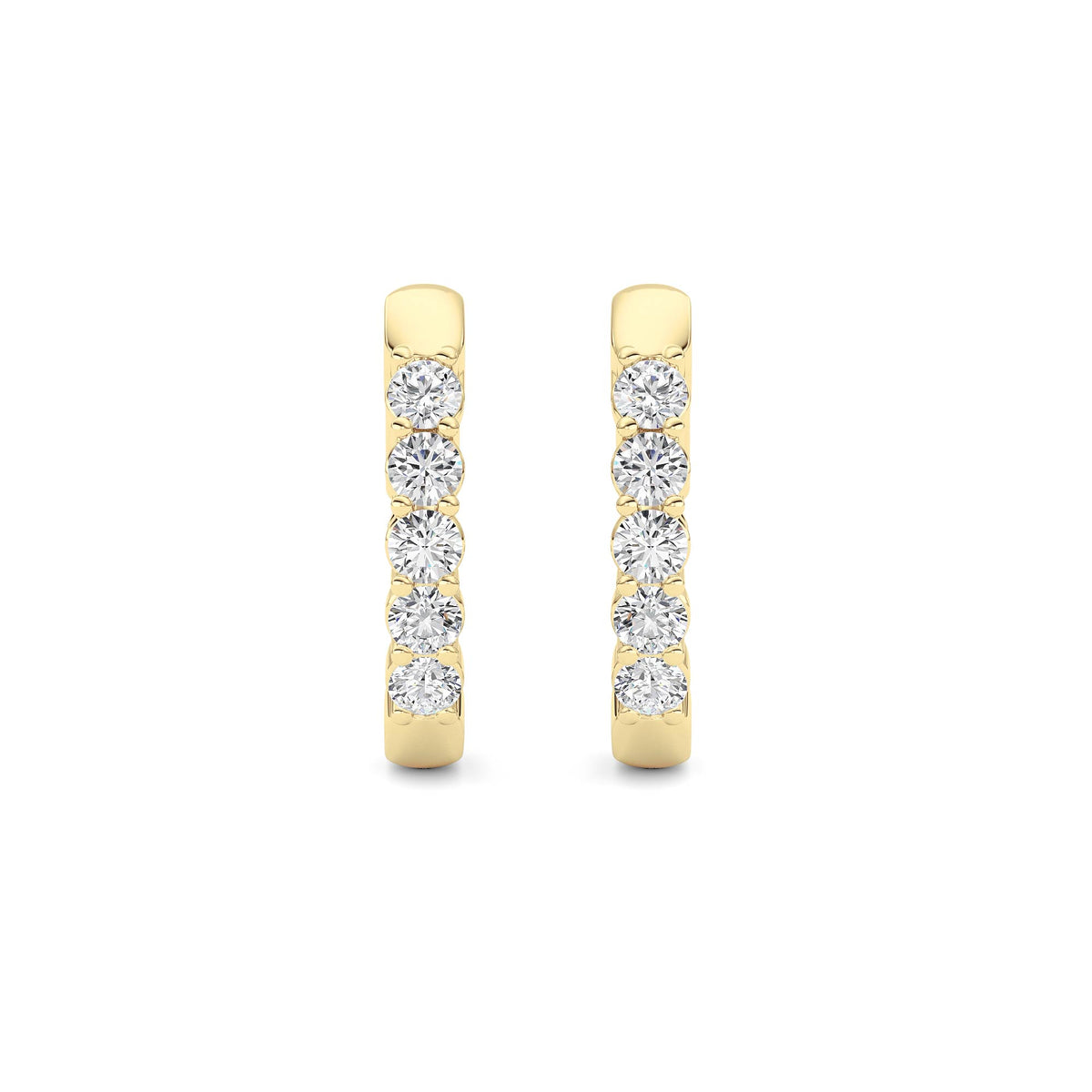 2 ct tw IGI Certified Round Lab-Grown Diamond Inside Out Hoop Earrings in 14K Solid Gold - Yellow