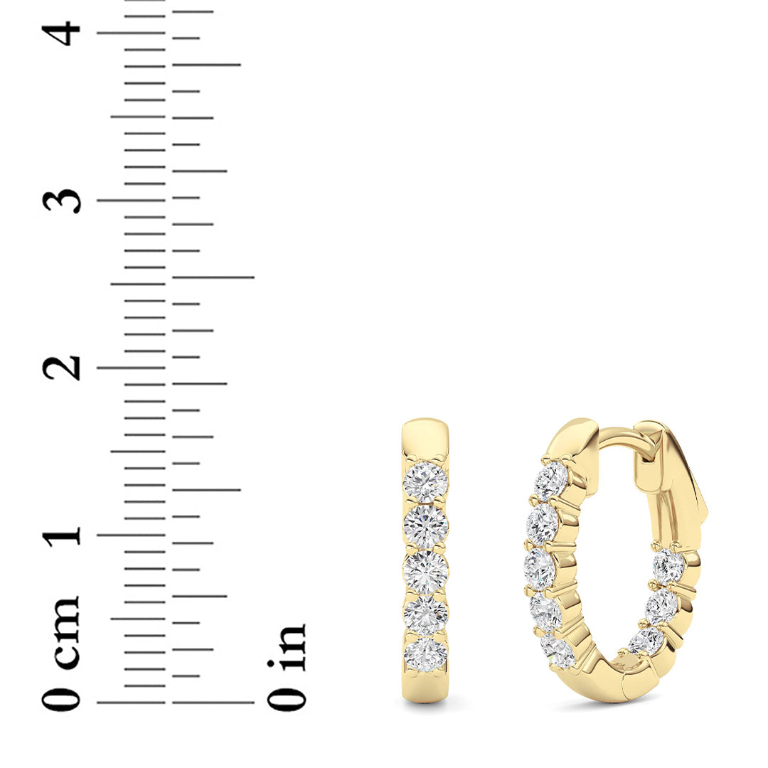 2 ct tw IGI Certified Round Lab-Grown Diamond Inside Out Hoop Earrings in 14K Solid Gold - Yellow
