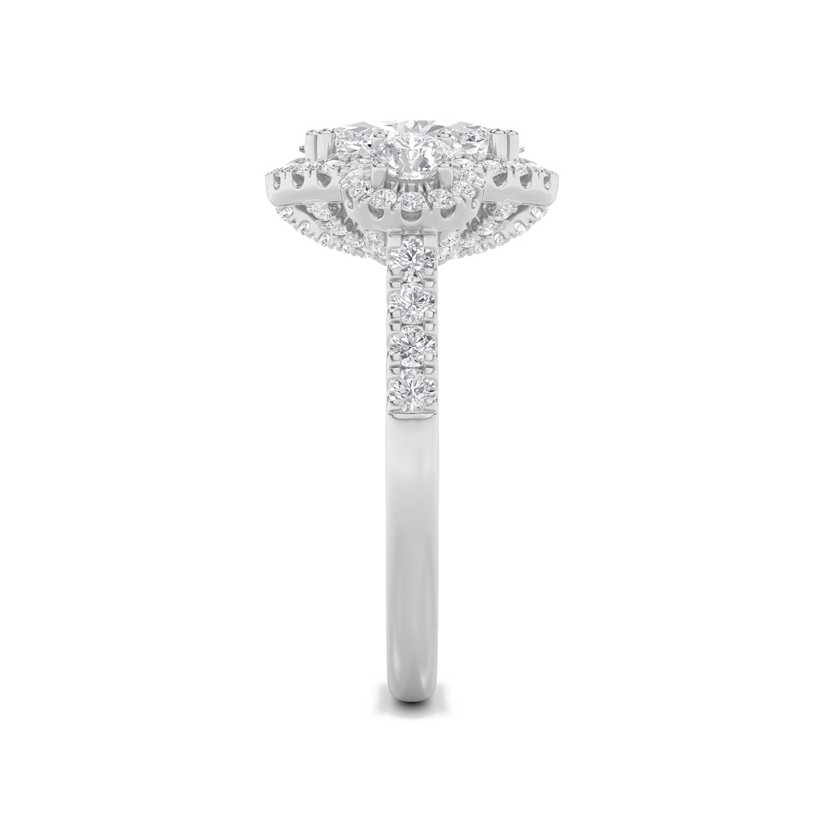 3 ct tw IGI Certified Oval Lab-Grown Diamond Three Stone Accented Ring in 14K Solid Gold - White