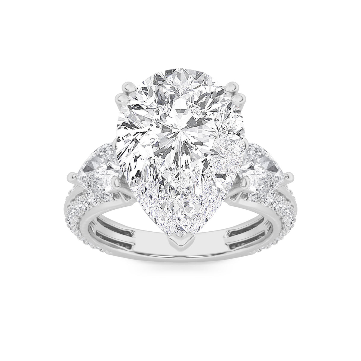6.75 ct tw IGI Certified Pear Lab-Grown Diamond Bold Statement Accented Ring in 14K Solid Gold - White