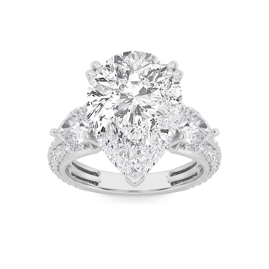 6.75 ct tw IGI Certified Pear Lab-Grown Diamond Bold Statement Accented Ring in 14K Solid Gold - White
