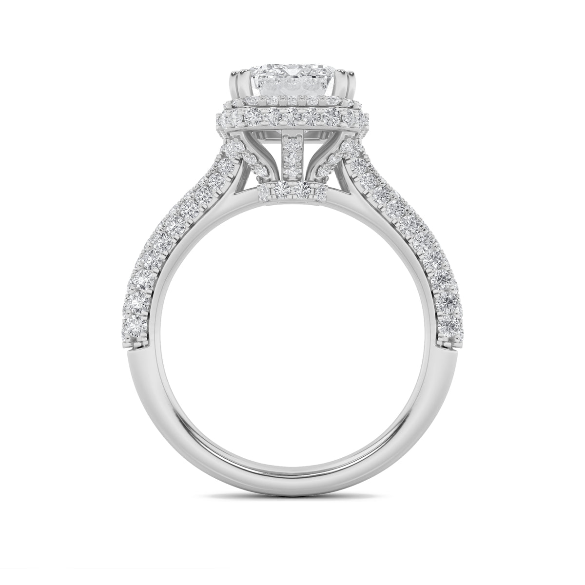 3 ct tw IGI Certified Emerald Lab-Grown Diamond Halo Accented Engagement Ring in 14K Solid Gold - White