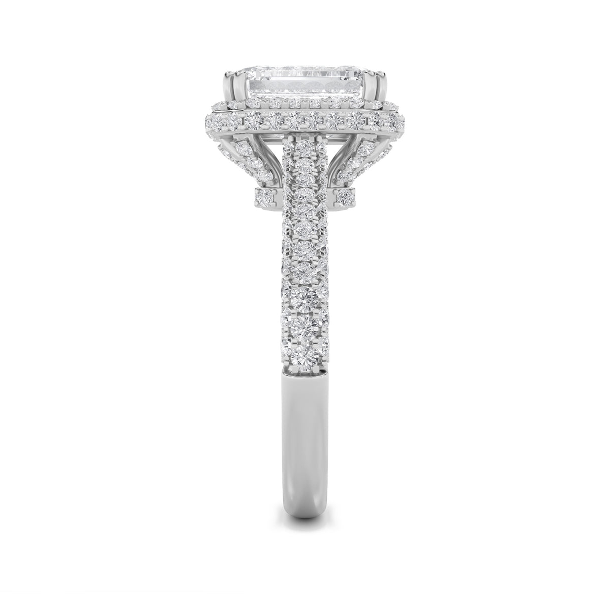3 ct tw IGI Certified Emerald Lab-Grown Diamond Halo Accented Engagement Ring in 14K Solid Gold - White