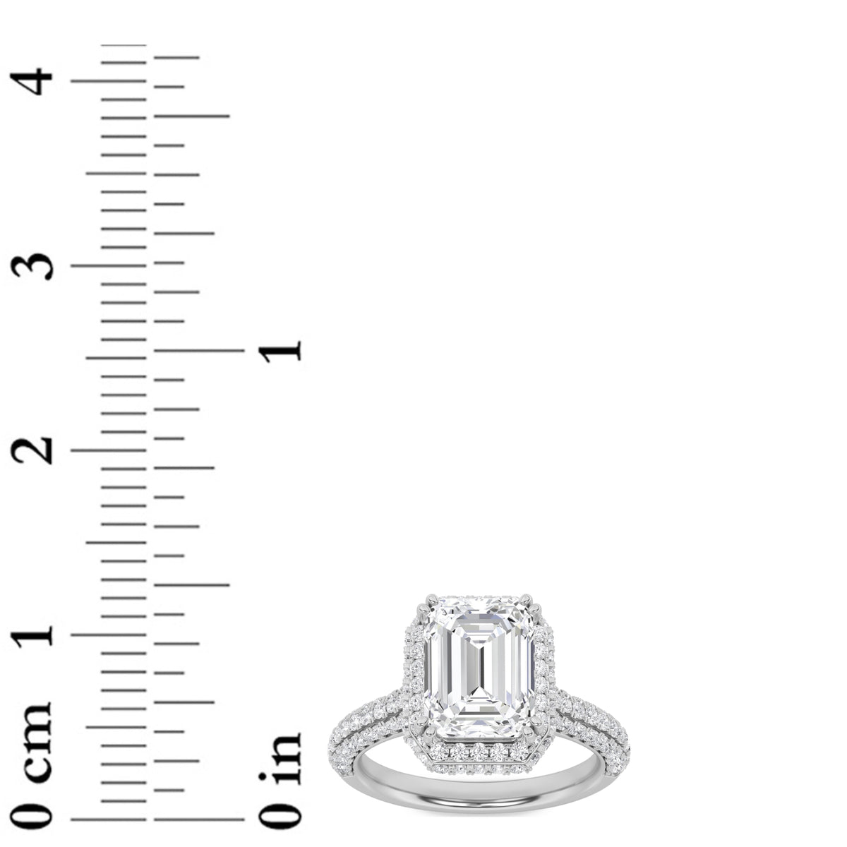 3 ct tw IGI Certified Emerald Lab-Grown Diamond Halo Accented Engagement Ring in 14K Solid Gold - White