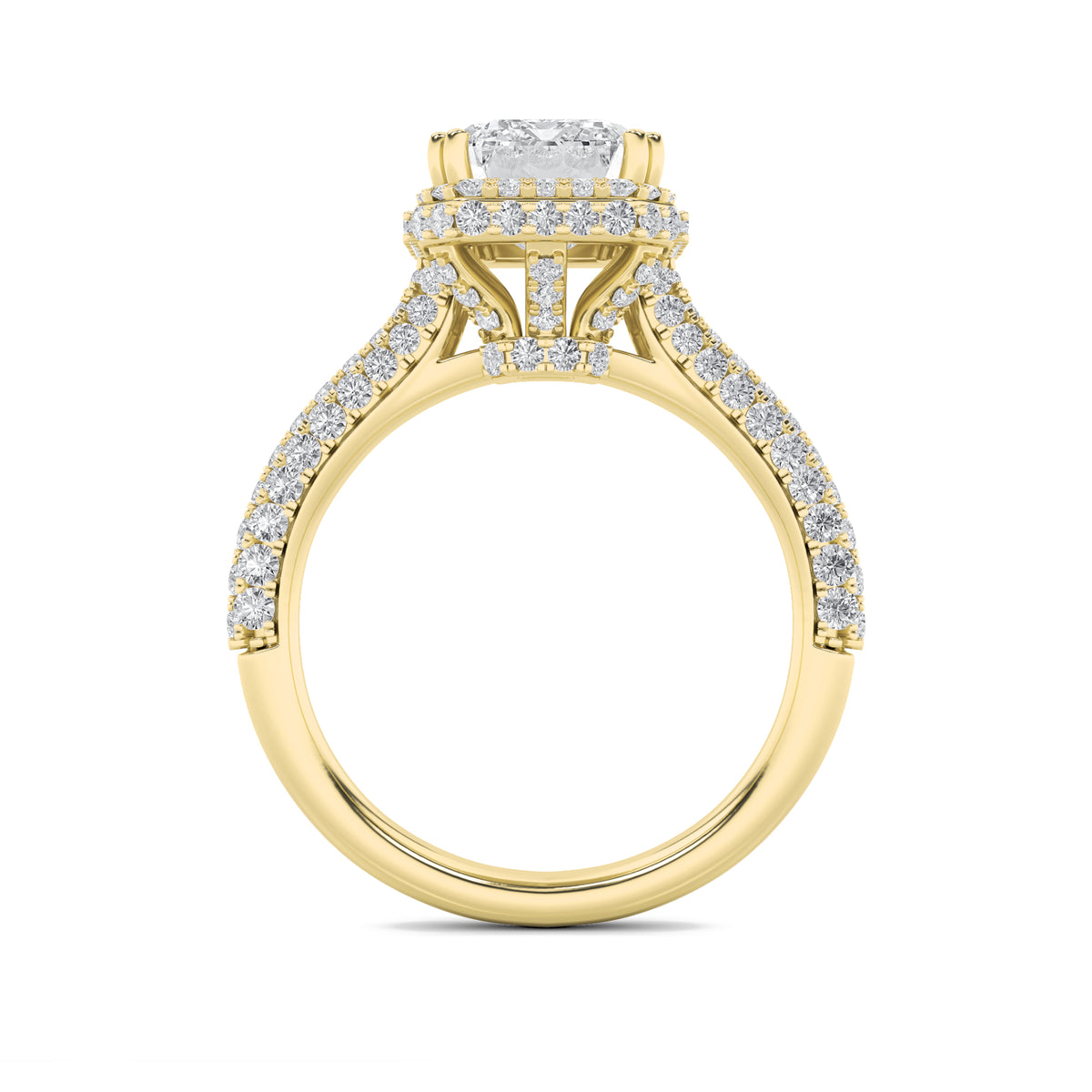 3 ct tw IGI Certified Emerald Lab-Grown Diamond Halo Accented Engagement Ring in 14K Solid Gold - Yellow