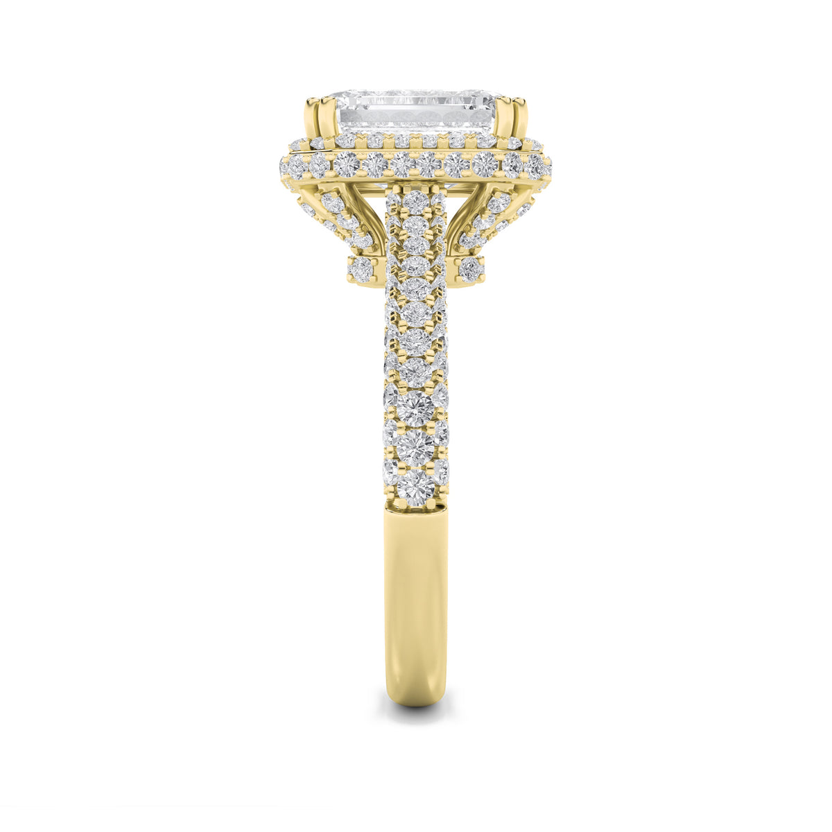 3 ct tw IGI Certified Emerald Lab-Grown Diamond Halo Accented Engagement Ring in 14K Solid Gold - Yellow