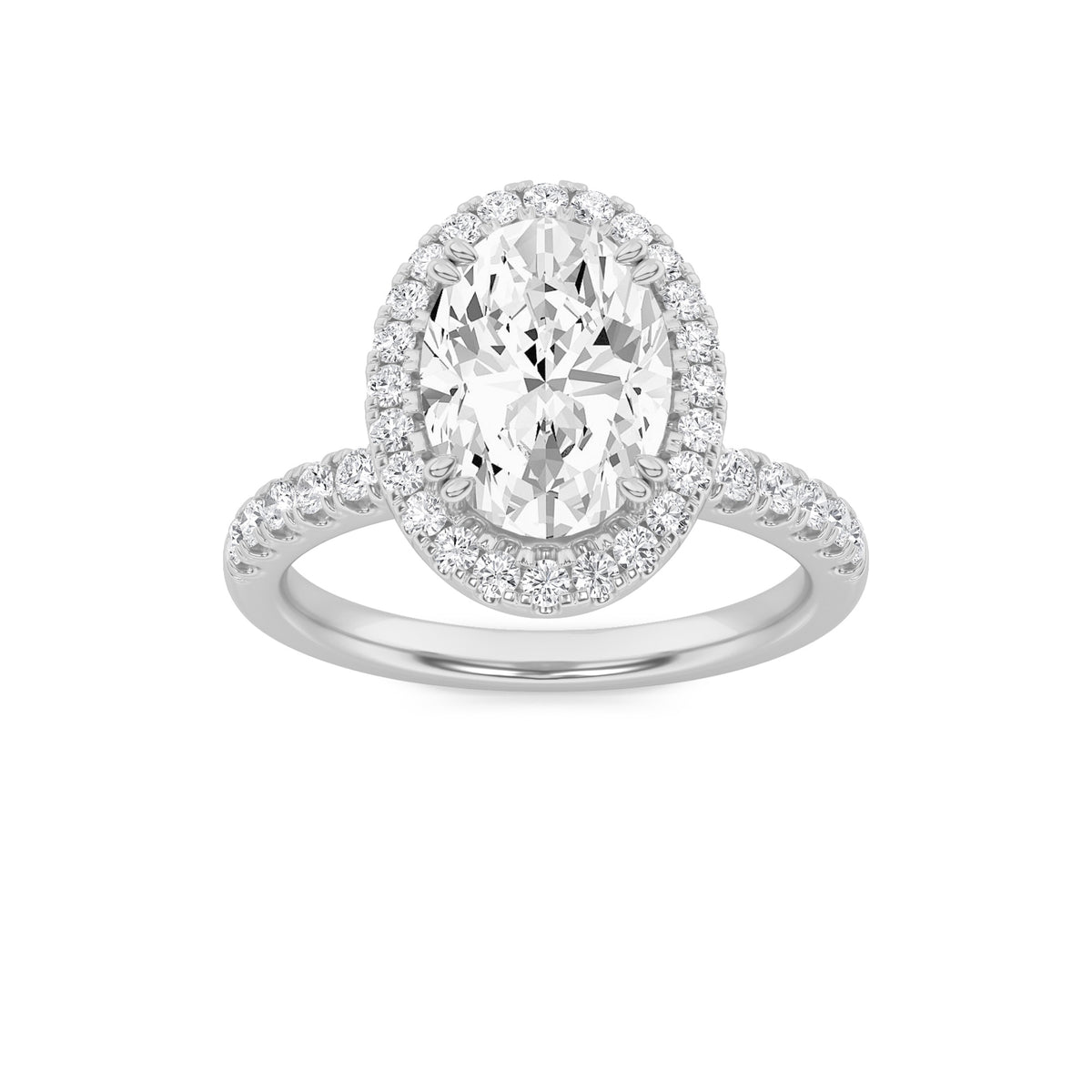 3 ct tw IGI Certified Oval Lab-Grown Diamond Halo Accented Engagement Ring in 14K Solid Gold - White