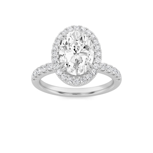 3 ct tw IGI Certified Oval Lab-Grown Diamond Halo Accented Engagement Ring in 14K Solid Gold - White