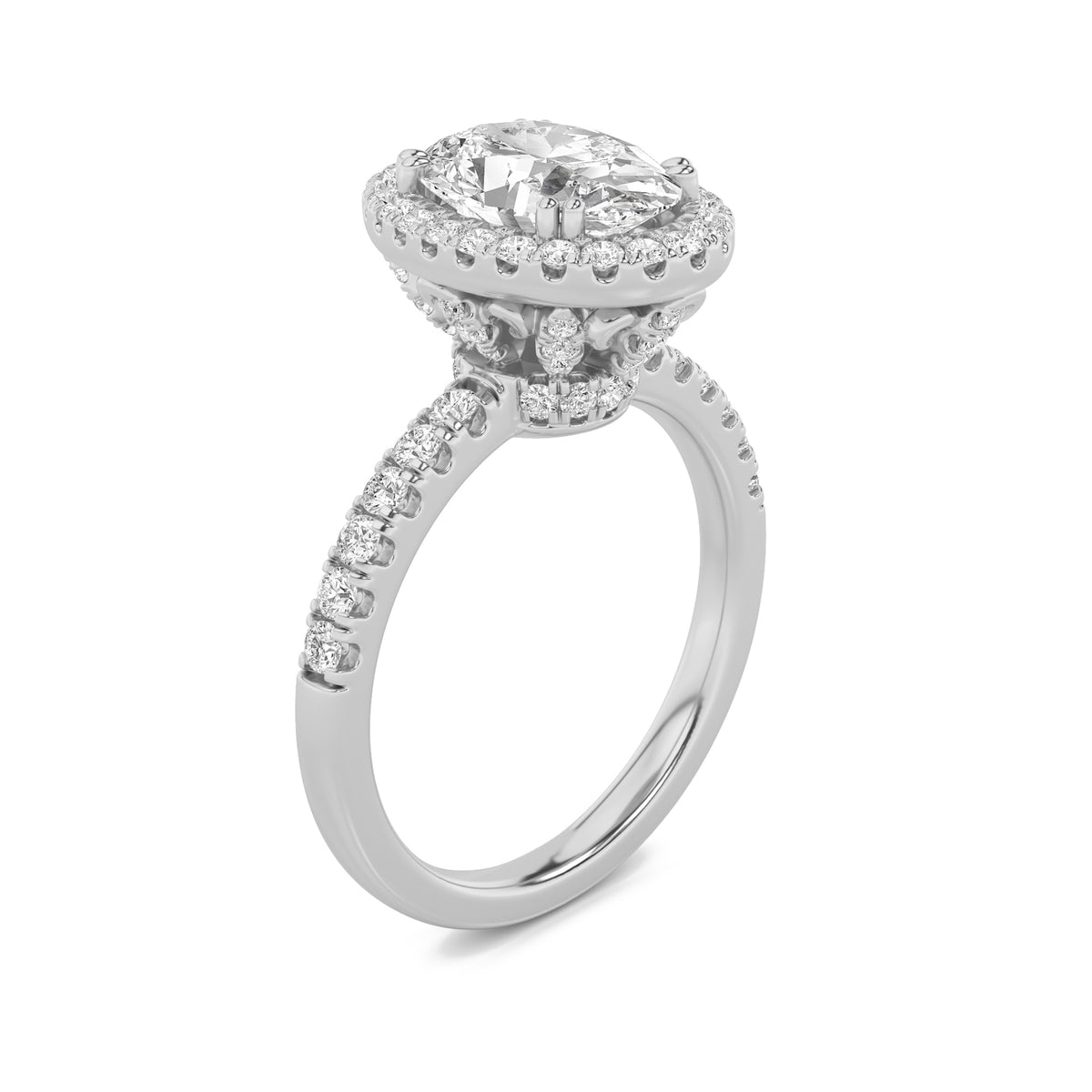 3 ct tw IGI Certified Oval Lab-Grown Diamond Halo Accented Engagement Ring in 14K Solid Gold - White