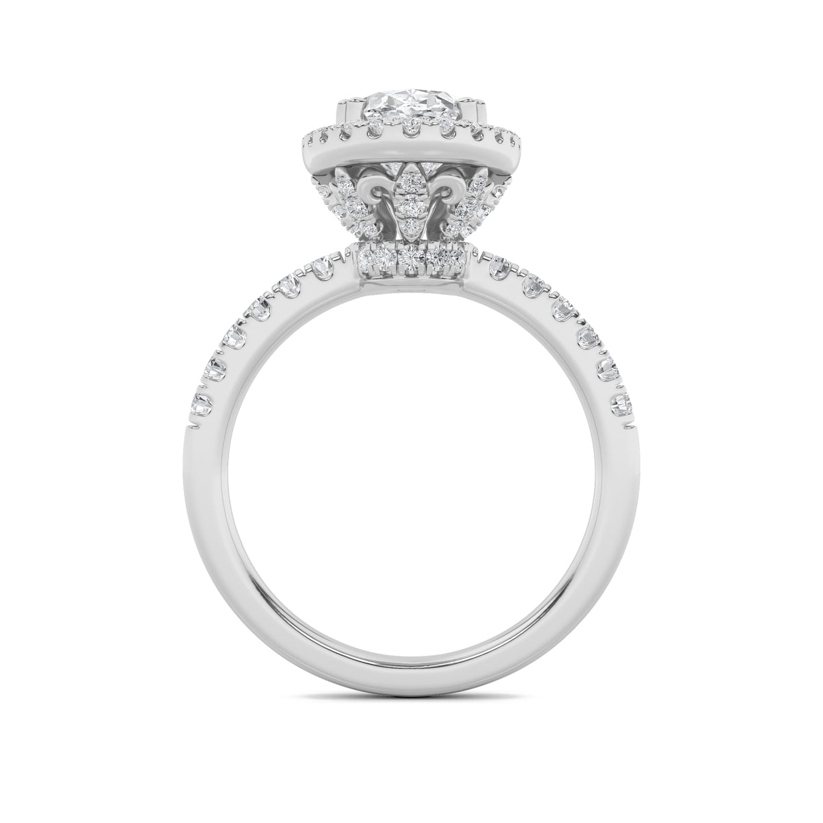 3 ct tw IGI Certified Oval Lab-Grown Diamond Halo Accented Engagement Ring in 14K Solid Gold - White