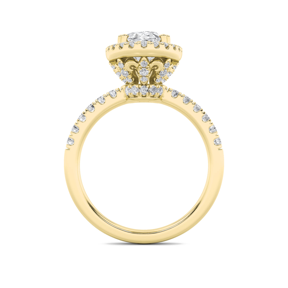 3 ct tw IGI Certified Oval Lab-Grown Diamond Halo Accented Engagement Ring in 14K Solid Gold - Yellow