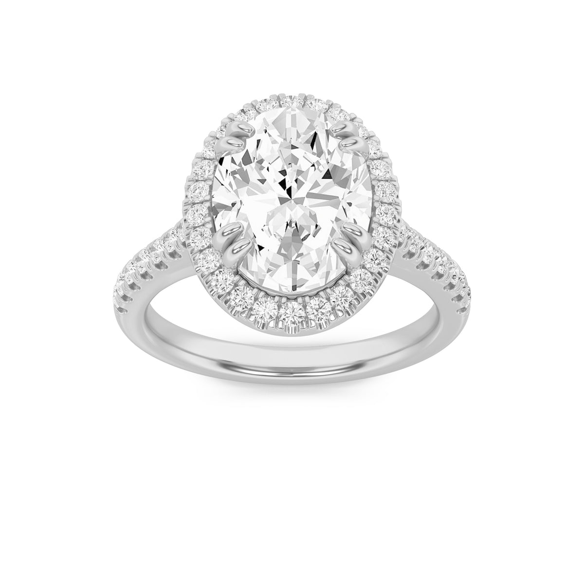 2.5 ct tw IGI Certified Oval Lab-Grown Diamond Halo Accented Engagement Ring in 14K Solid Gold - White