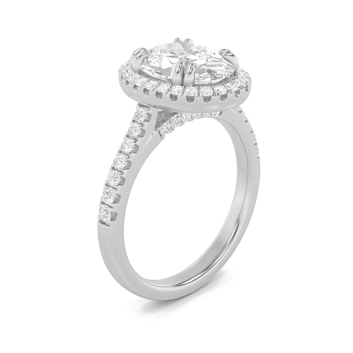 2.5 ct tw IGI Certified Oval Lab-Grown Diamond Halo Accented Engagement Ring in 14K Solid Gold - White