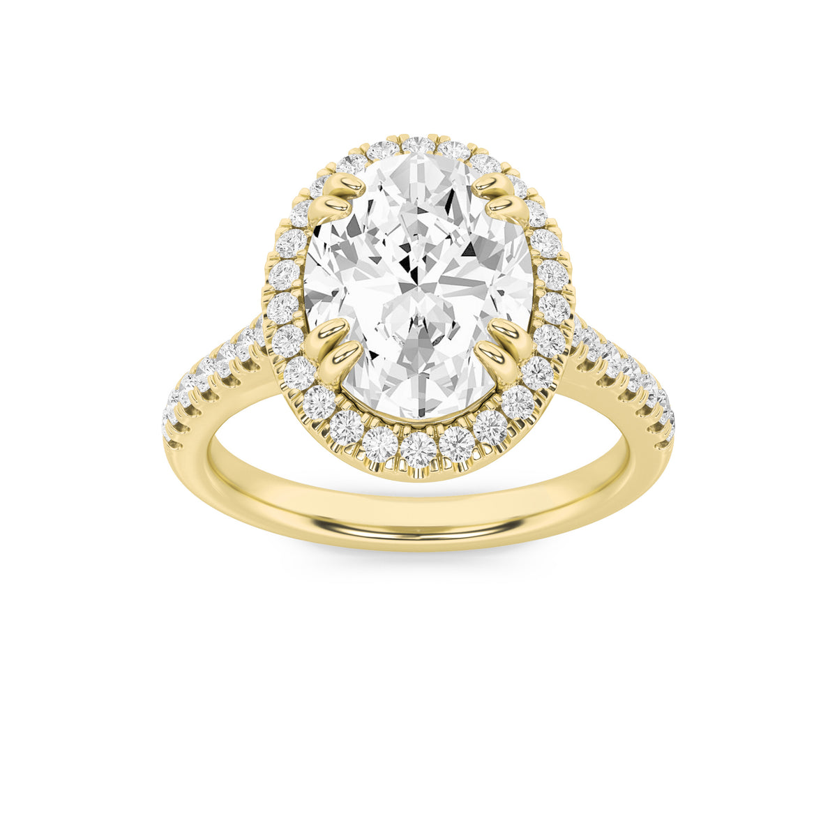 3 ct tw IGI Certified Oval Lab-Grown Diamond Halo Accented Engagement Ring No. 2 in 14K Solid Gold - Yellow