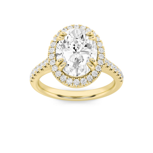 3 ct tw IGI Certified Oval Lab-Grown Diamond Halo Accented Engagement Ring No. 2 in 14K Solid Gold - Yellow