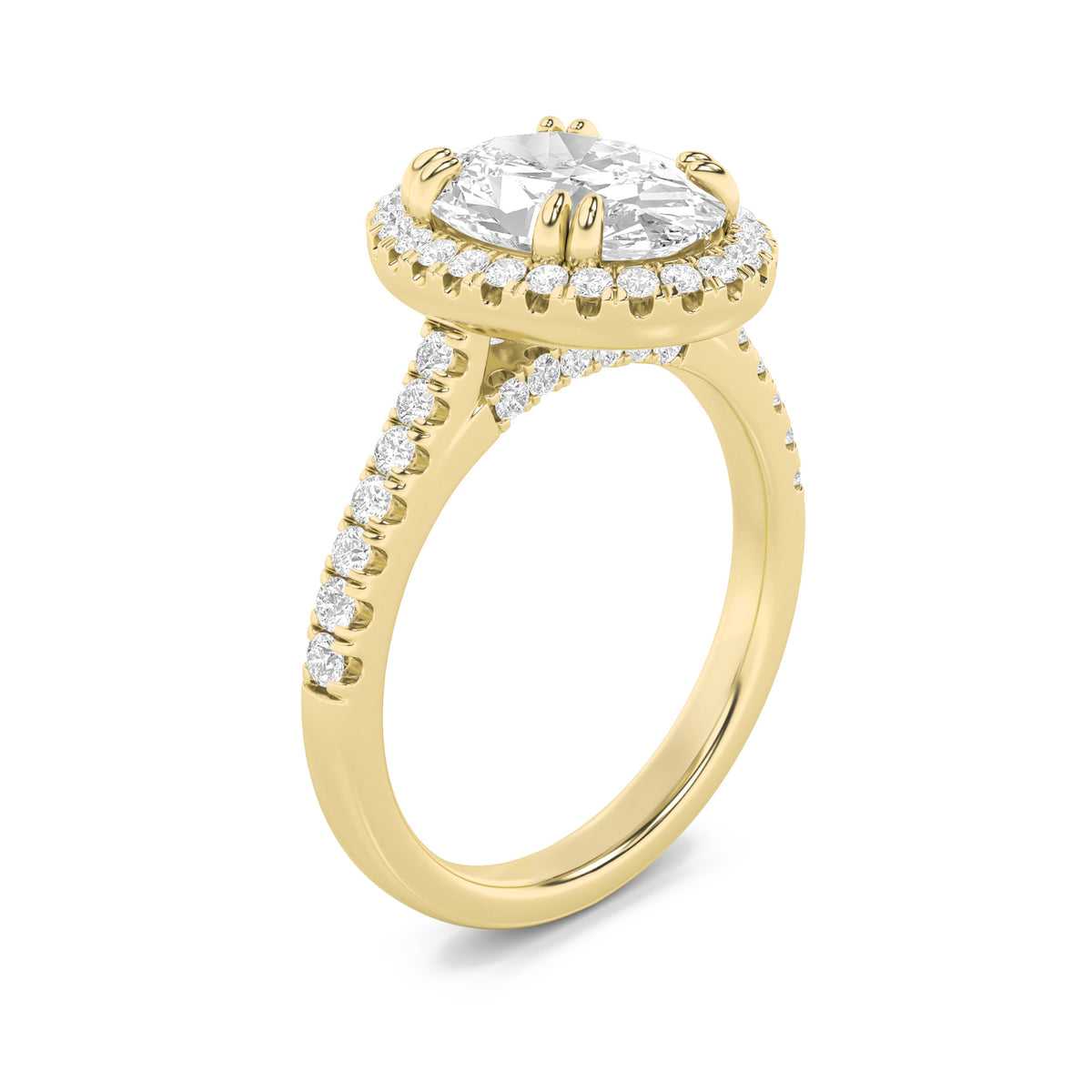 3 ct tw IGI Certified Oval Lab-Grown Diamond Halo Accented Engagement Ring No. 2 in 14K Solid Gold - Yellow