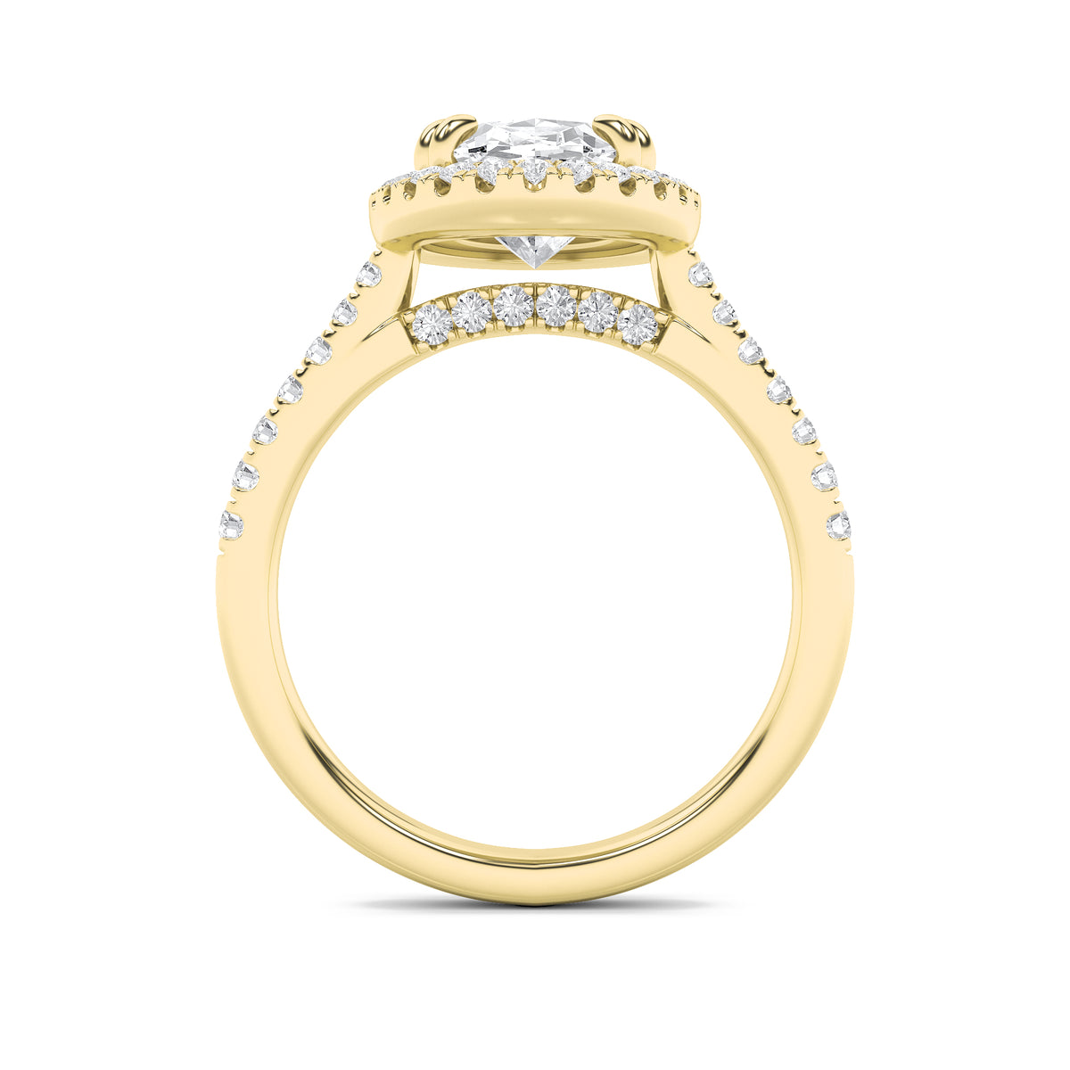 3 ct tw IGI Certified Oval Lab-Grown Diamond Halo Accented Engagement Ring No. 2 in 14K Solid Gold - Yellow