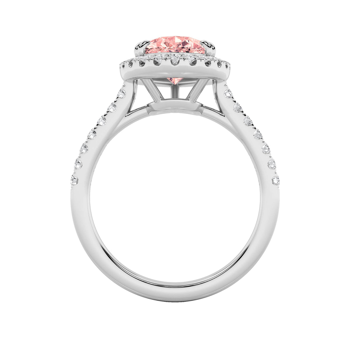 3 ct tw IGI Certified Pear Lab-Grown Diamond Bold Accented Halo Engagement Ring in 14K Solid Gold - White