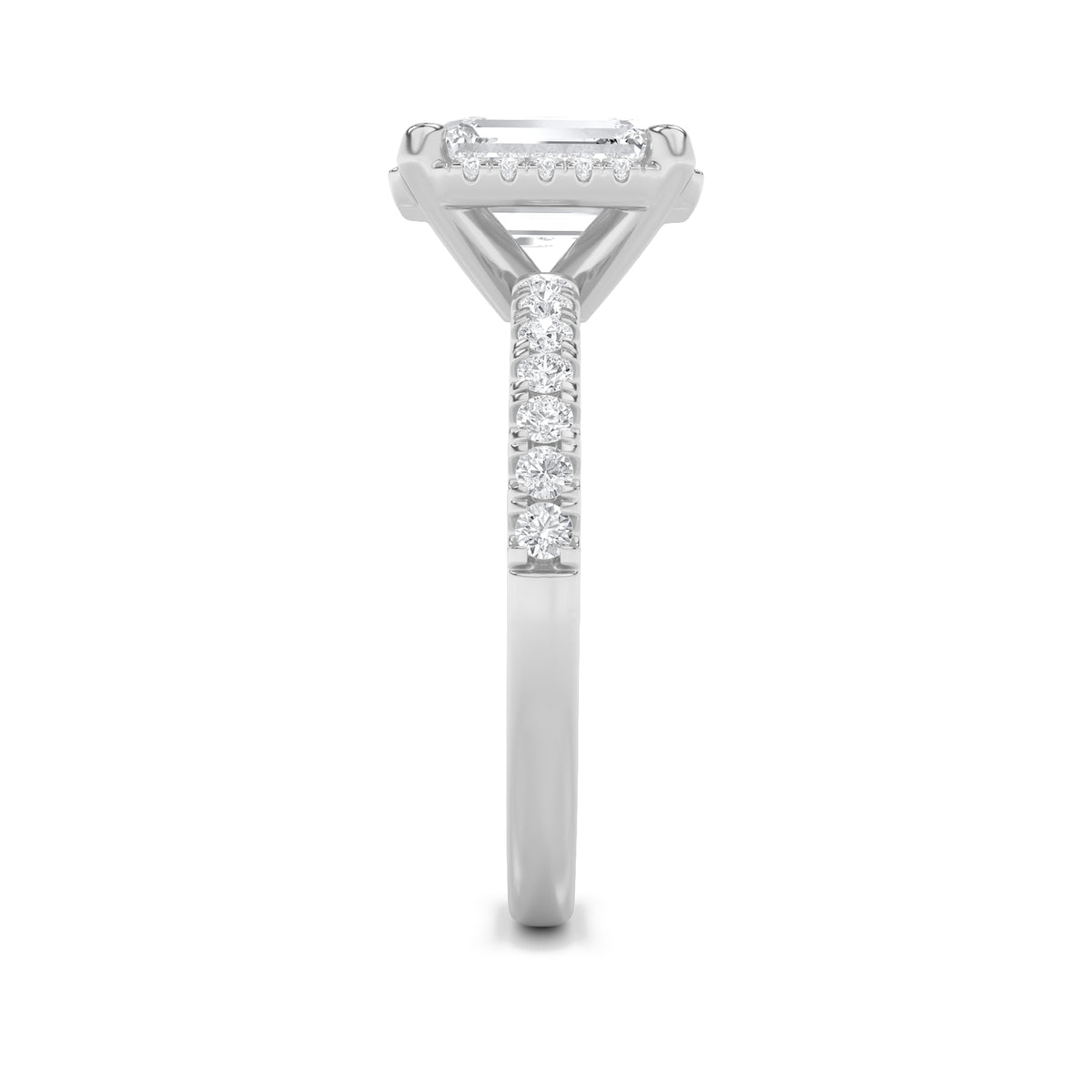 2 ct tw IGI Certified Emerald Lab-Grown Diamond Halo Accented Engagement Ring in 14K Solid Gold - White