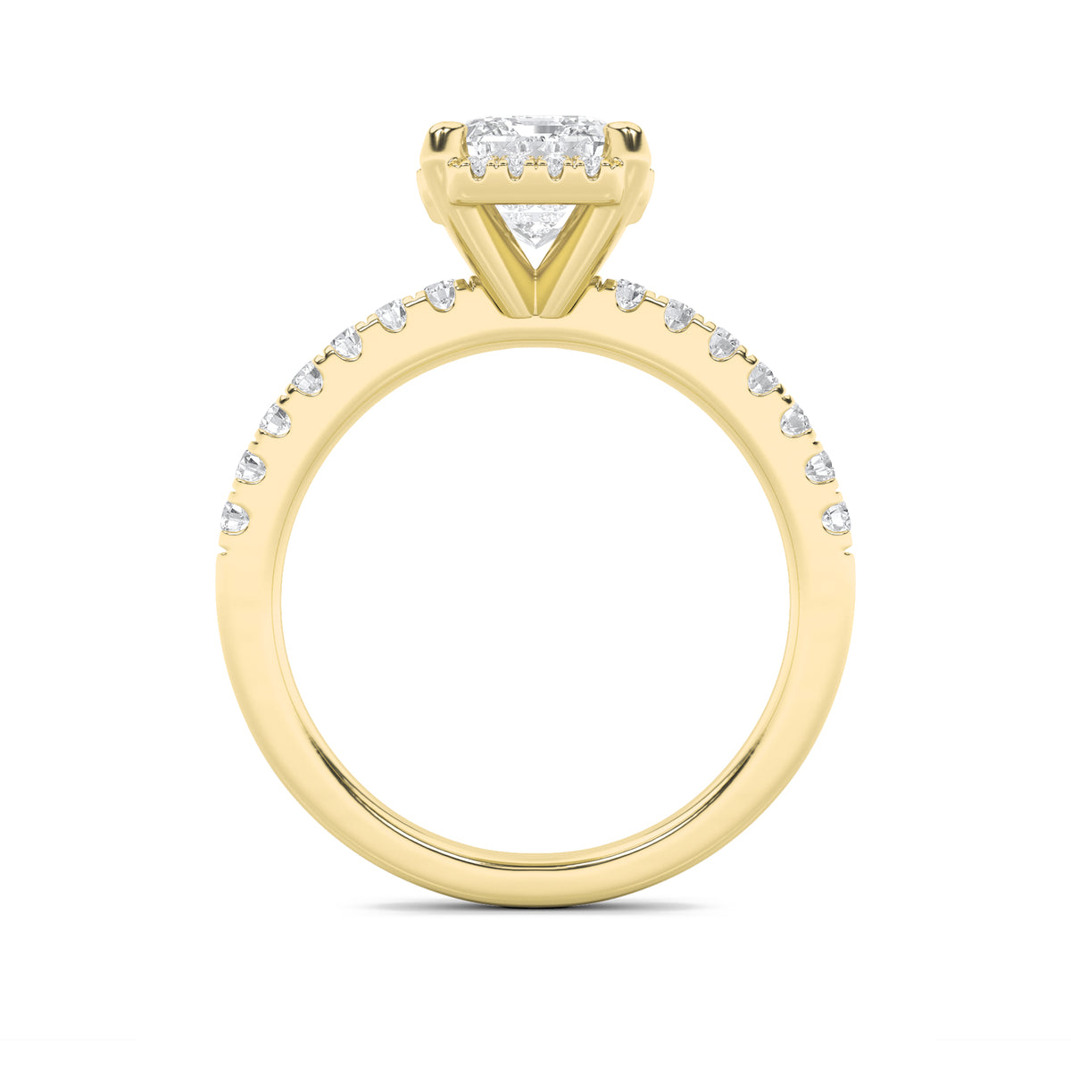 2 ct tw IGI Certified Emerald Lab-Grown Diamond Halo Accented Engagement Ring in 14K Solid Gold - Yellow
