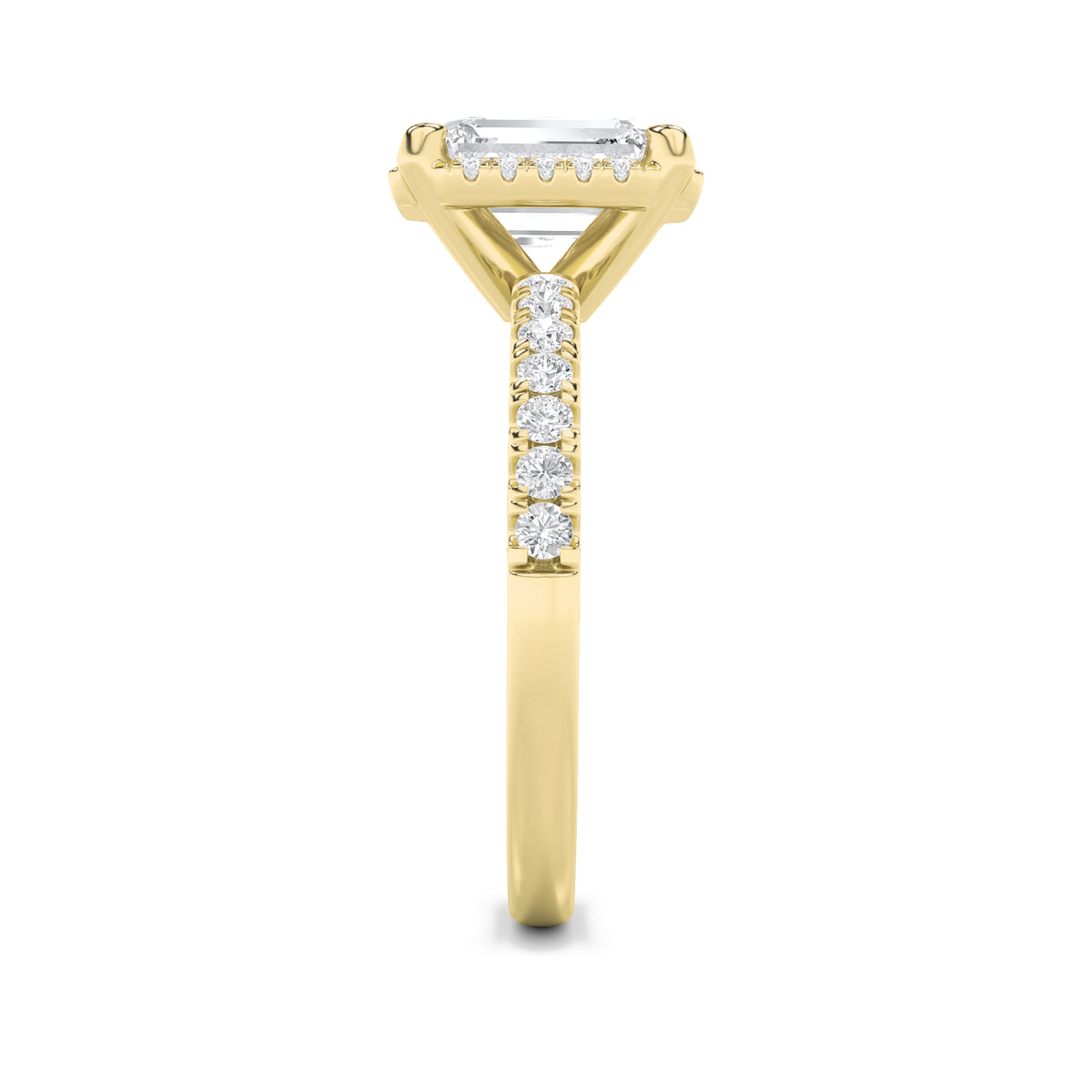 2 ct tw IGI Certified Emerald Lab-Grown Diamond Halo Accented Engagement Ring in 14K Solid Gold - Yellow