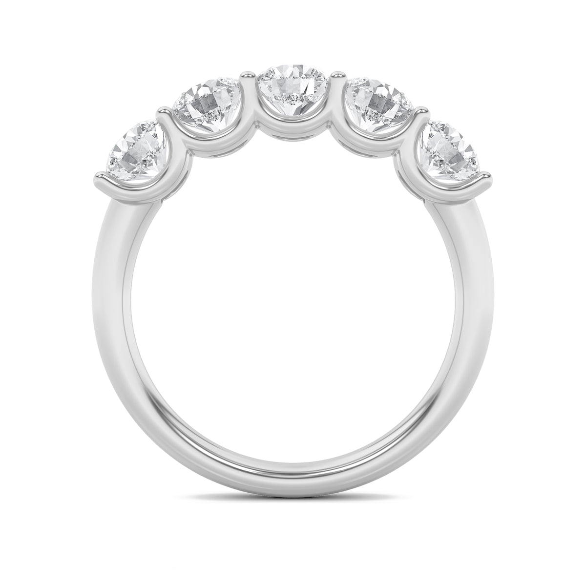 2 ct tw IGI Certified Round Lab-Grown Diamond Five Stone Band Ring in 14K Solid Gold - White