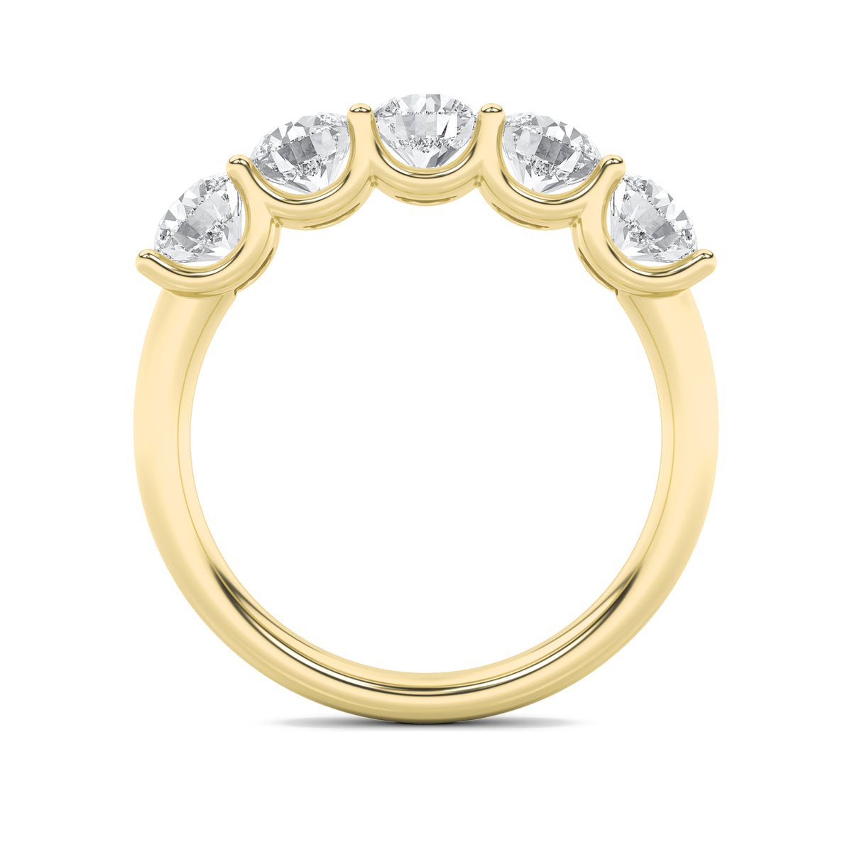2 ct tw IGI Certified Round Lab-Grown Diamond Five Stone Band Ring in 14K Solid Gold - Yellow