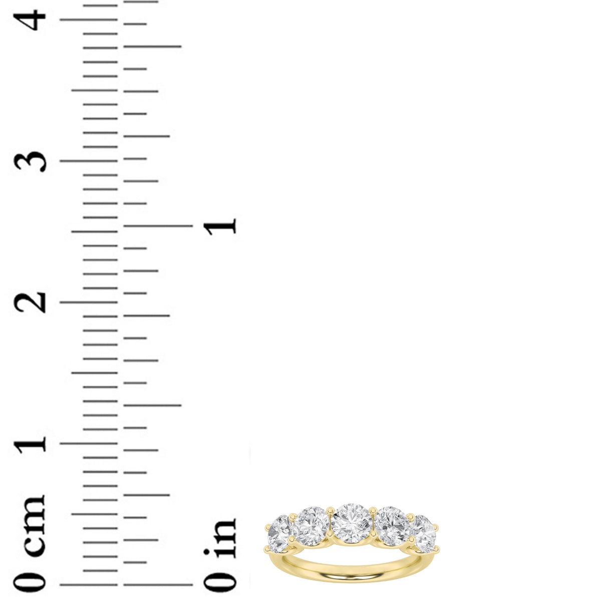 2 ct tw IGI Certified Round Lab-Grown Diamond Five Stone Band Ring in 14K Solid Gold - Yellow