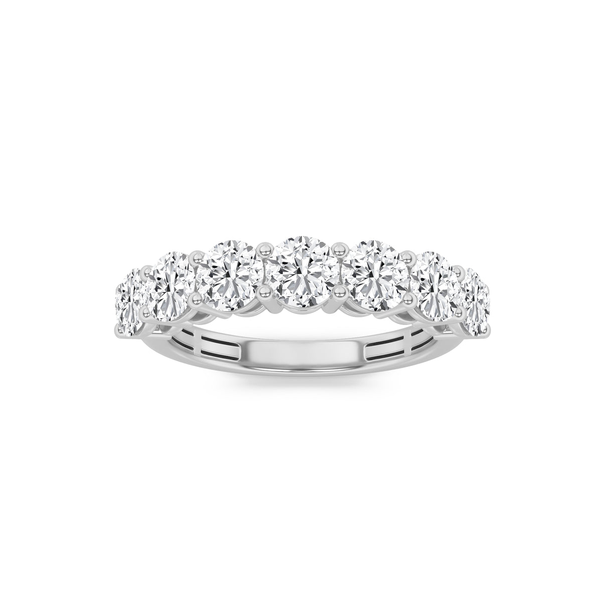 3 ct tw IGI Certified Round Lab-Grown Diamond Seven Stone Band Ring in 14K Solid Gold - White