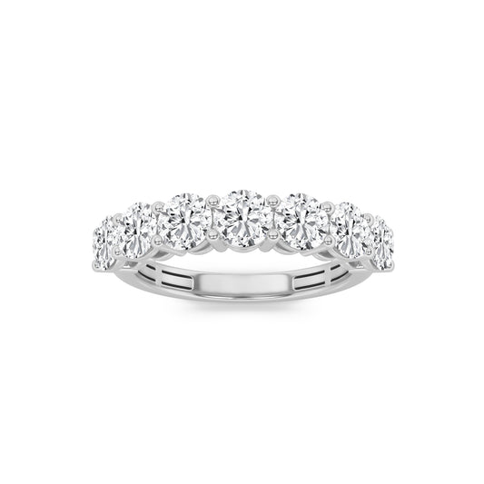 3 ct tw IGI Certified Round Lab-Grown Diamond Seven Stone Band Ring in 14K Solid Gold - White