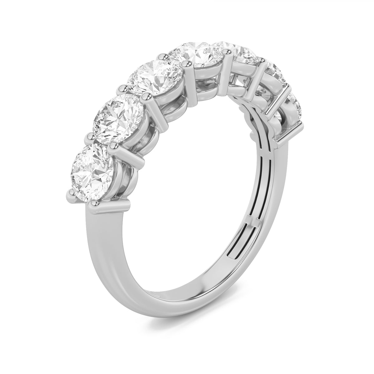 3 ct tw IGI Certified Round Lab-Grown Diamond Seven Stone Band Ring in 14K Solid Gold - White
