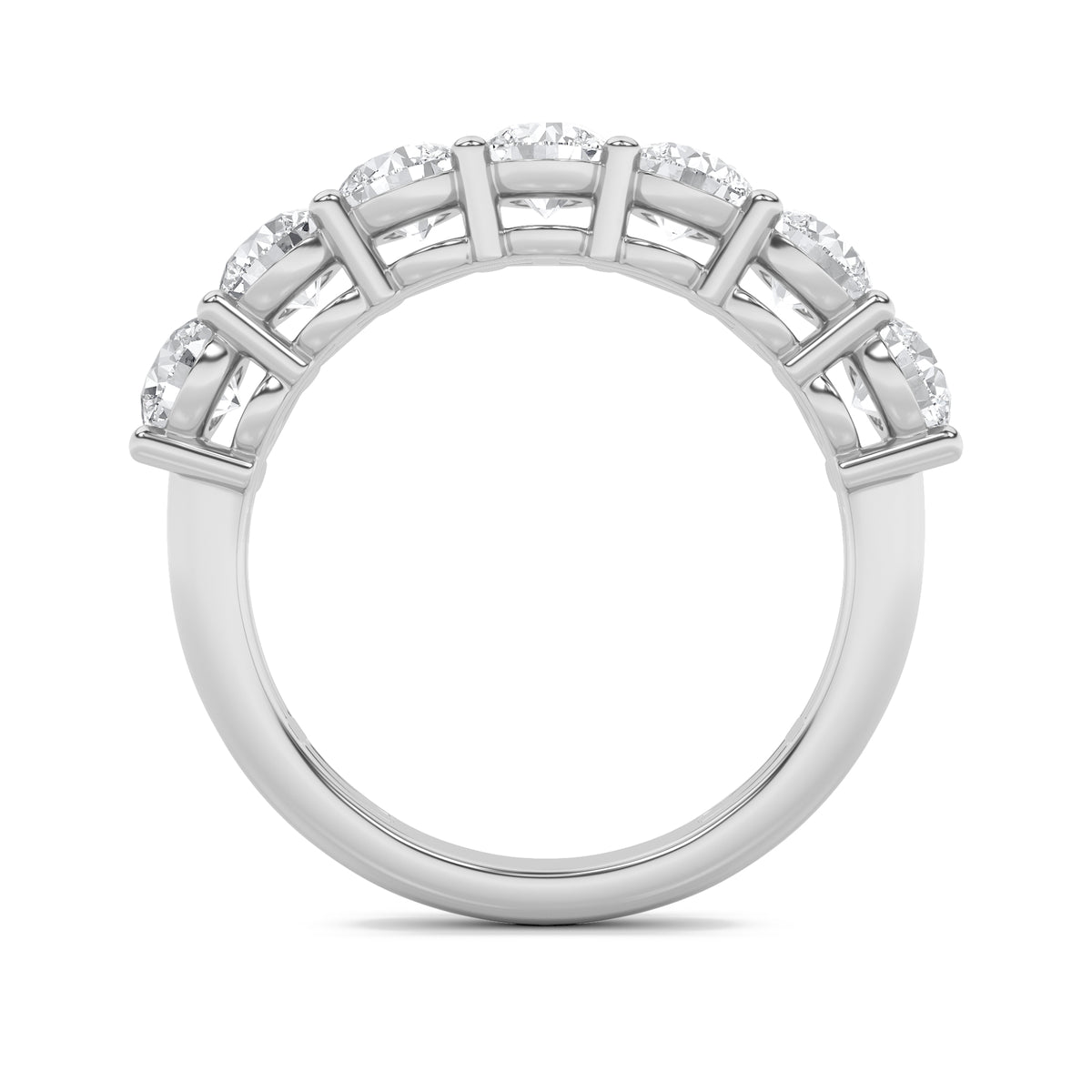 3 ct tw IGI Certified Round Lab-Grown Diamond Seven Stone Band Ring in 14K Solid Gold - White