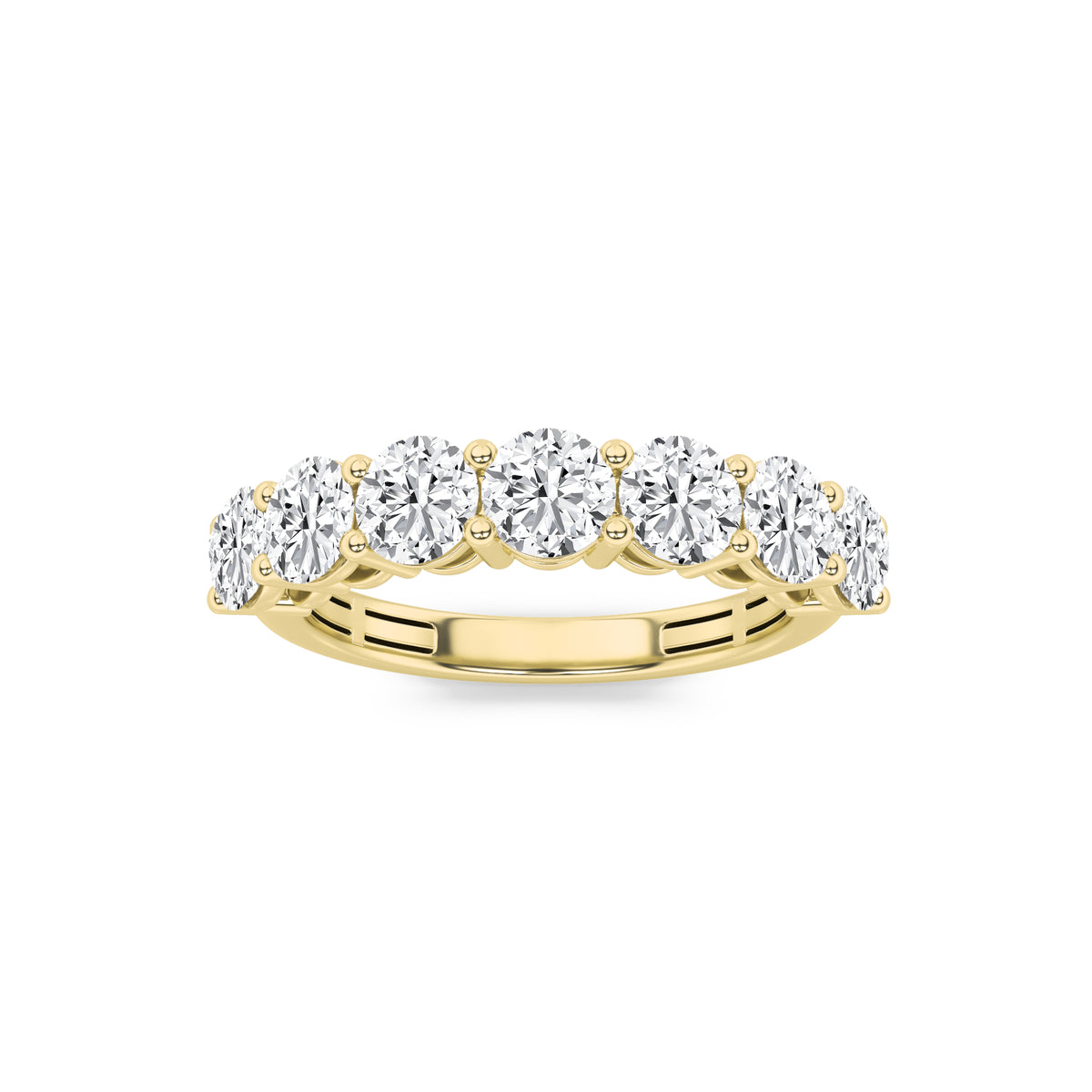 3 ct tw IGI Certified Round Lab-Grown Diamond Seven Stone Band Ring in 14K Solid Gold - Yellow