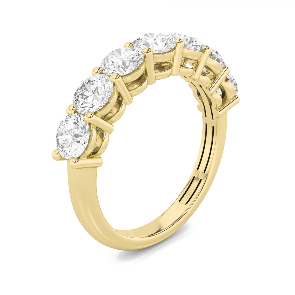 3 ct tw IGI Certified Round Lab-Grown Diamond Seven Stone Band Ring in 14K Solid Gold - Yellow