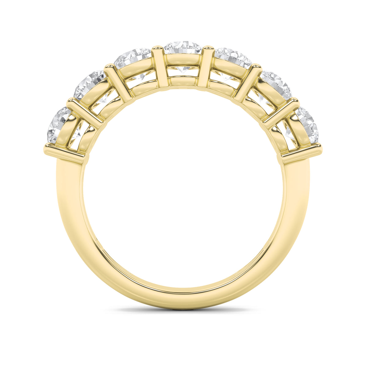 3 ct tw IGI Certified Round Lab-Grown Diamond Seven Stone Band Ring in 14K Solid Gold - Yellow