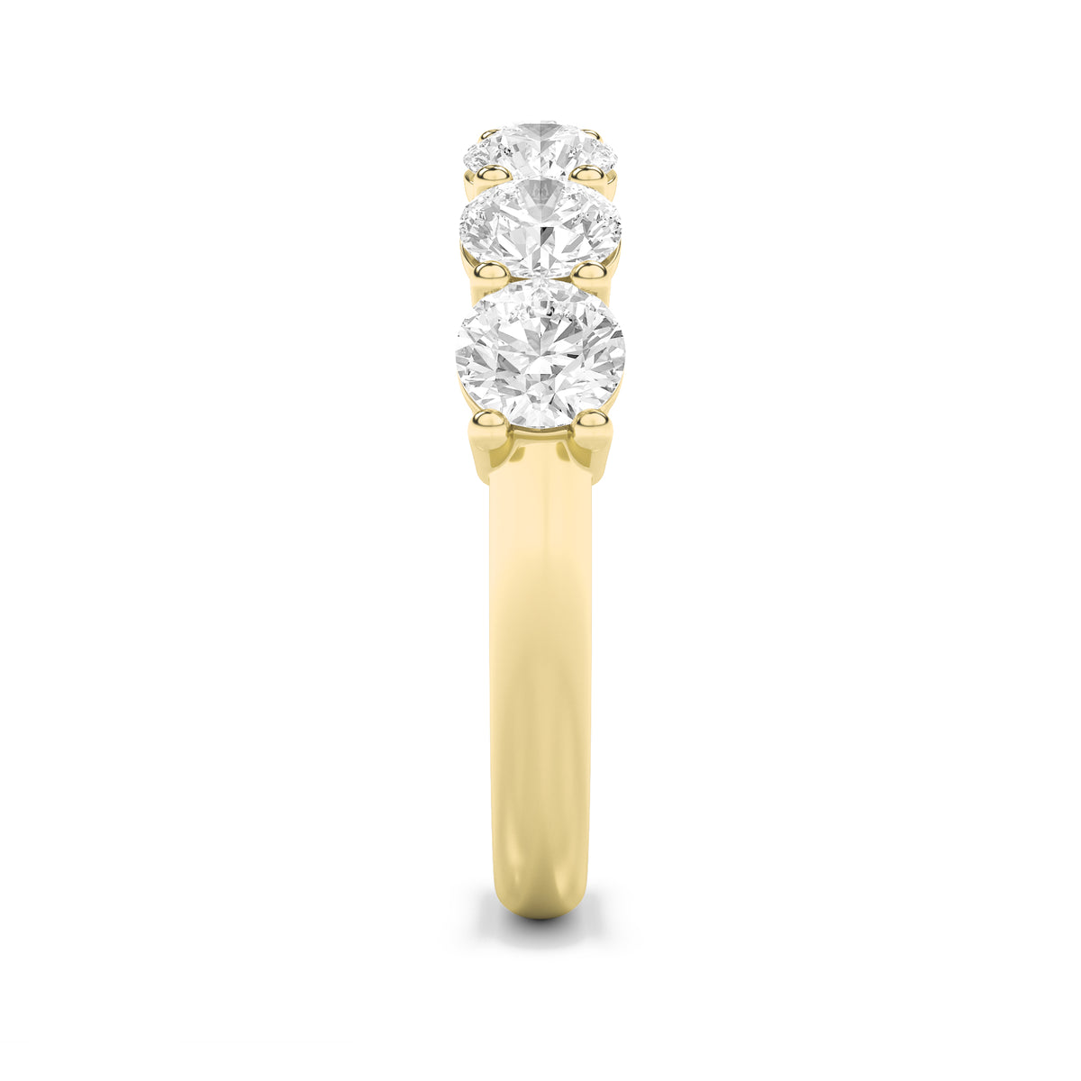 3 ct tw IGI Certified Round Lab-Grown Diamond Seven Stone Band Ring in 14K Solid Gold - Yellow