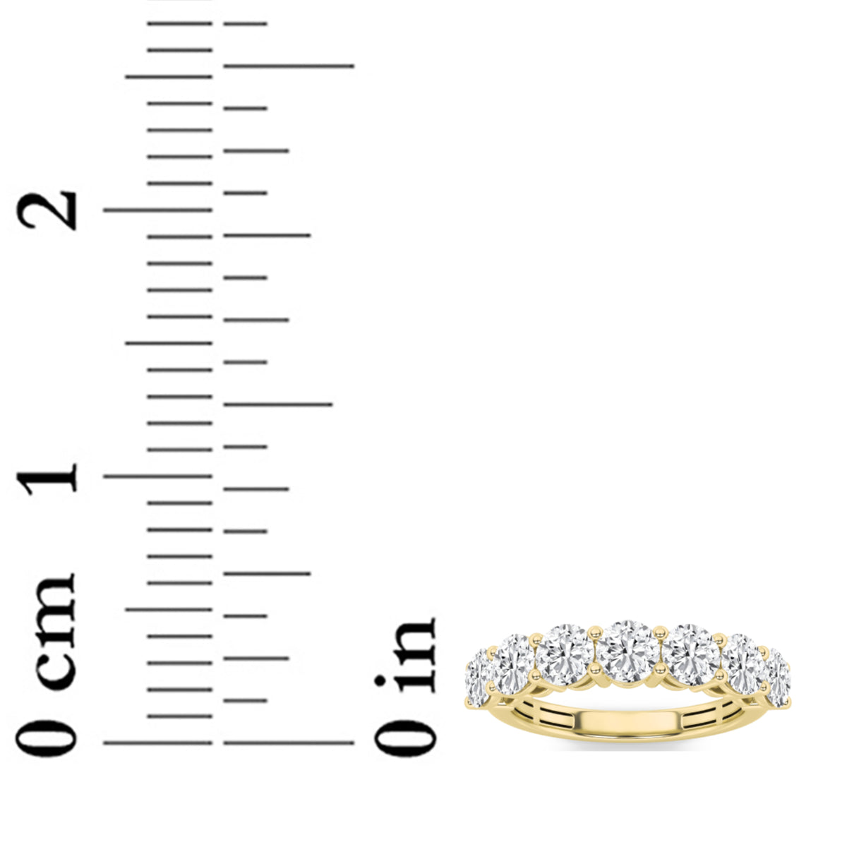 3 ct tw IGI Certified Round Lab-Grown Diamond Seven Stone Band Ring in 14K Solid Gold - Yellow