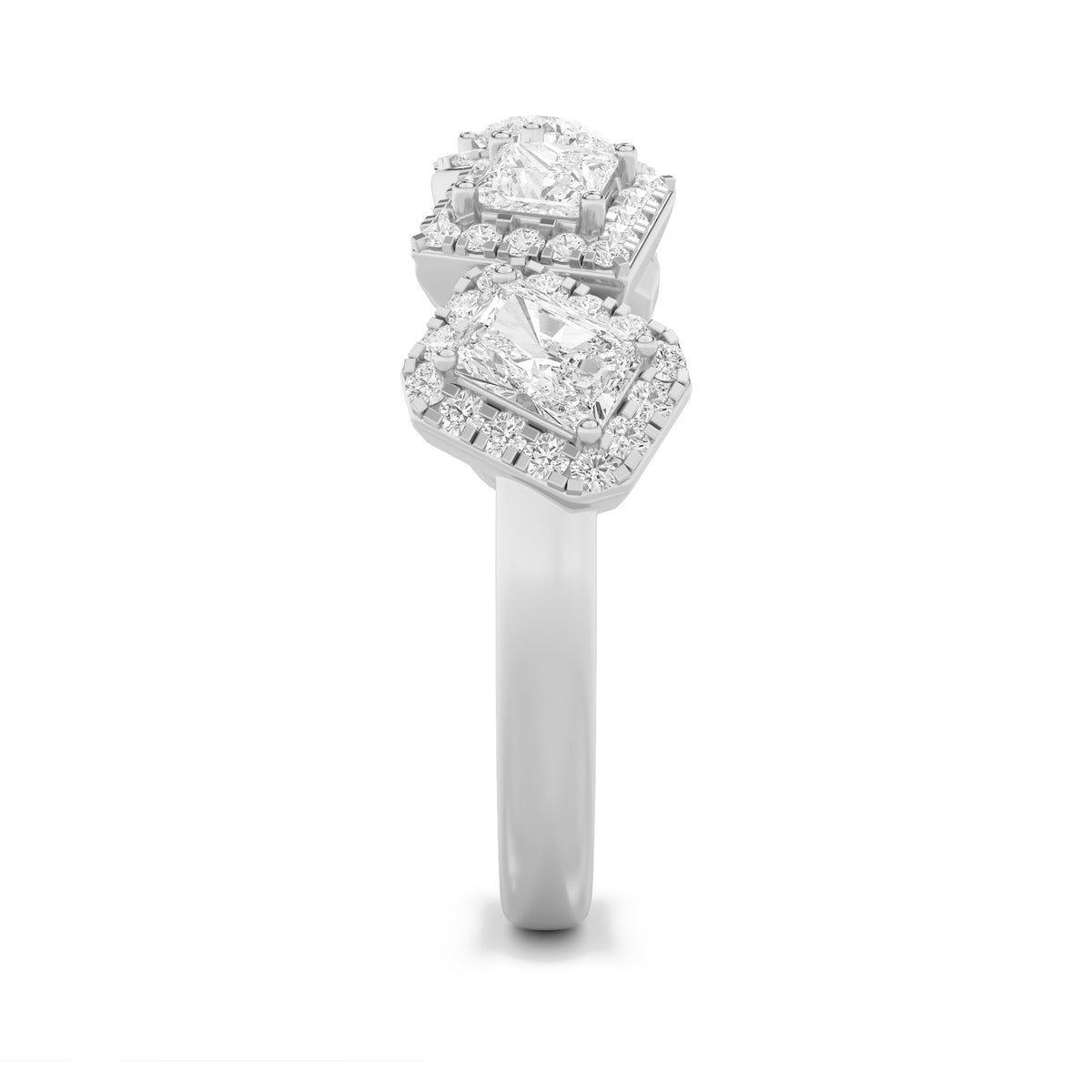 1.33 ct tw IGI Certified Multi-Shape Lab-Grown Diamond Five Stone Halo Fashion Ring in 14K Solid Gold - White