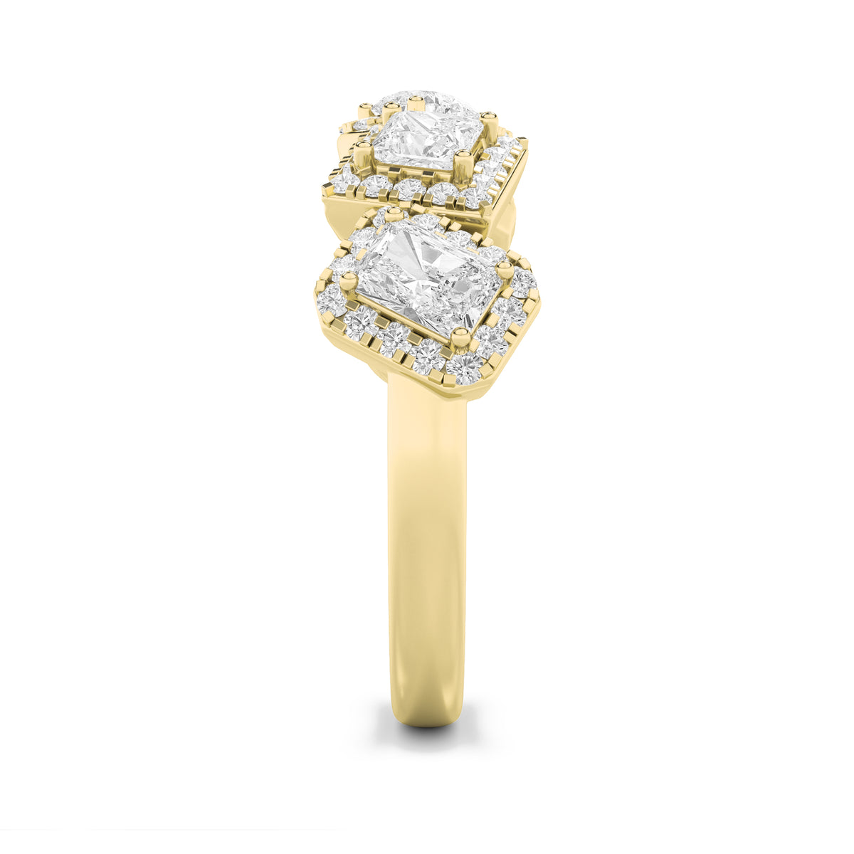 1.5 ct tw IGI Certified Multi-Shape Lab-Grown Diamond Five Stone Halo Fashion Ring in 14K Solid Gold - Yellow