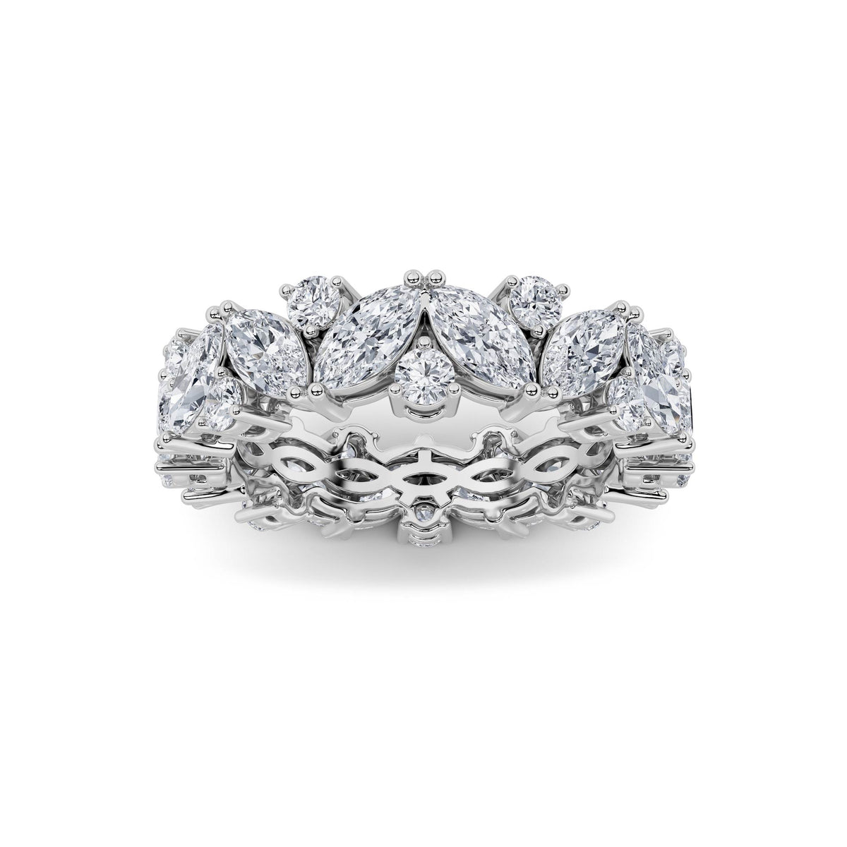 3 ct tw IGI Certified Marquise Lab-Grown Diamond Eternity Band Ring in 14K Solid Gold - White