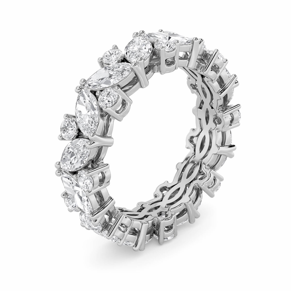 3 ct tw IGI Certified Marquise Lab-Grown Diamond Eternity Band Ring in 14K Solid Gold - White