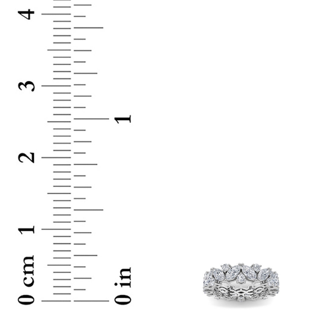 3 ct tw IGI Certified Marquise Lab-Grown Diamond Eternity Band Ring in 14K Solid Gold - White