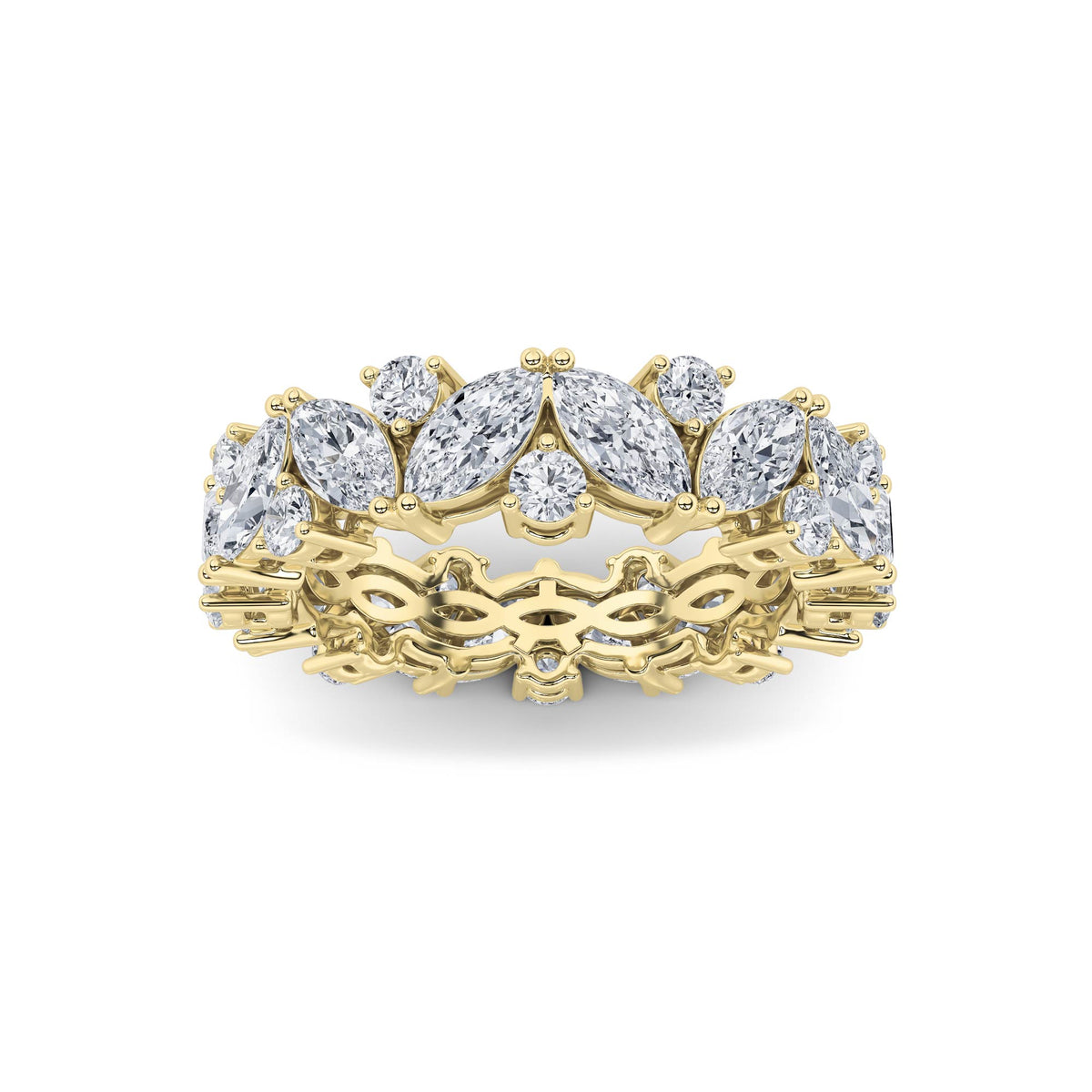 3 ct tw IGI Certified Marquise Lab-Grown Diamond Eternity Band Ring in 14K Solid Gold - Yellow