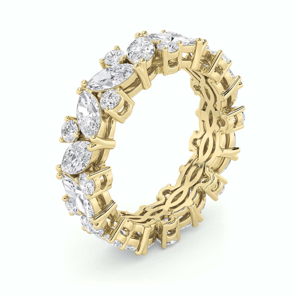 3 ct tw IGI Certified Marquise Lab-Grown Diamond Eternity Band Ring in 14K Solid Gold - Yellow