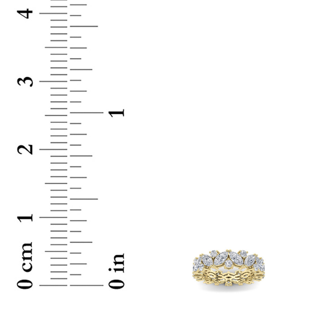 3 ct tw IGI Certified Marquise Lab-Grown Diamond Eternity Band Ring in 14K Solid Gold - Yellow