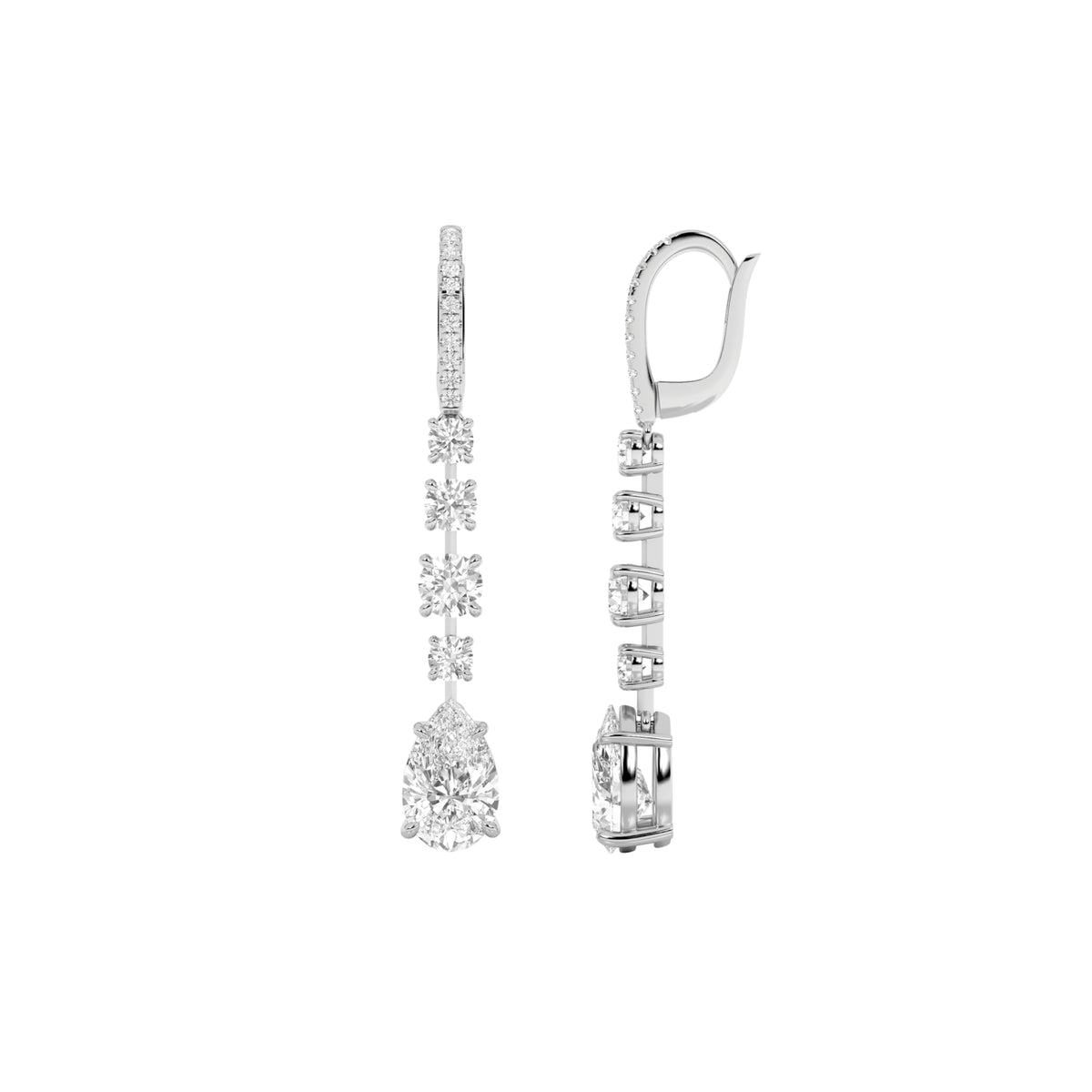 4.5 ct tw IGI Certified Pear Lab-Grown Diamond Dangle Earrings in 14K Solid Gold - White